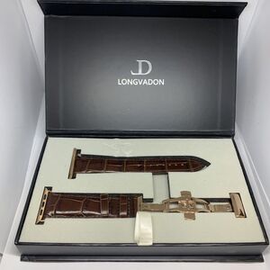 Longvadon Caiman Series Womens Brown Leather Wristwatch Band Size M 38-40mm LVD2
